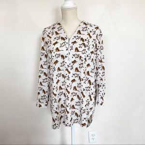 Jaclyn Smith Floral Leopard Print Blouse Size XL